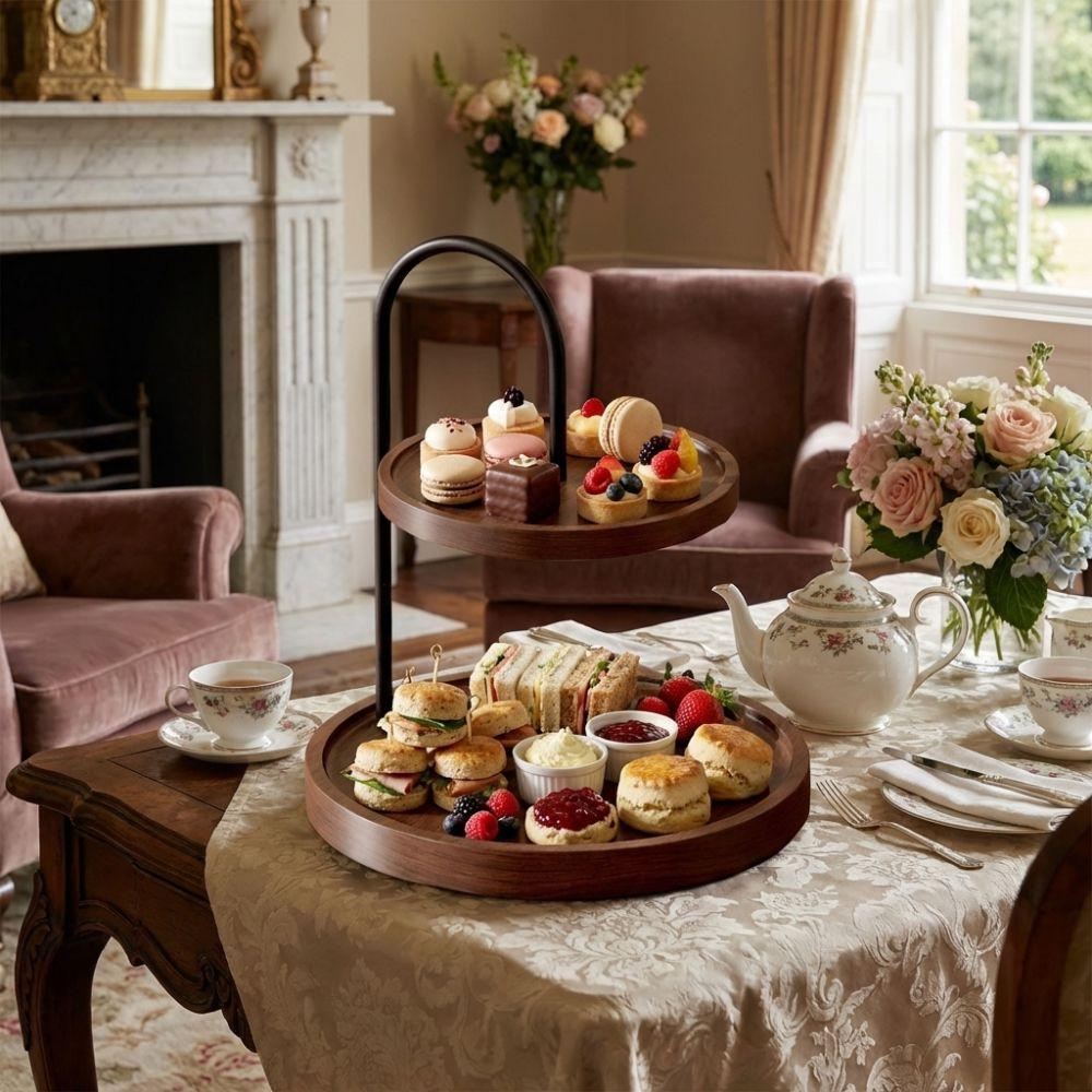 Wooden Key Storage Rack Space Saving Jewelry Display Stand Vintage Two Tier Holder  Coffee Table