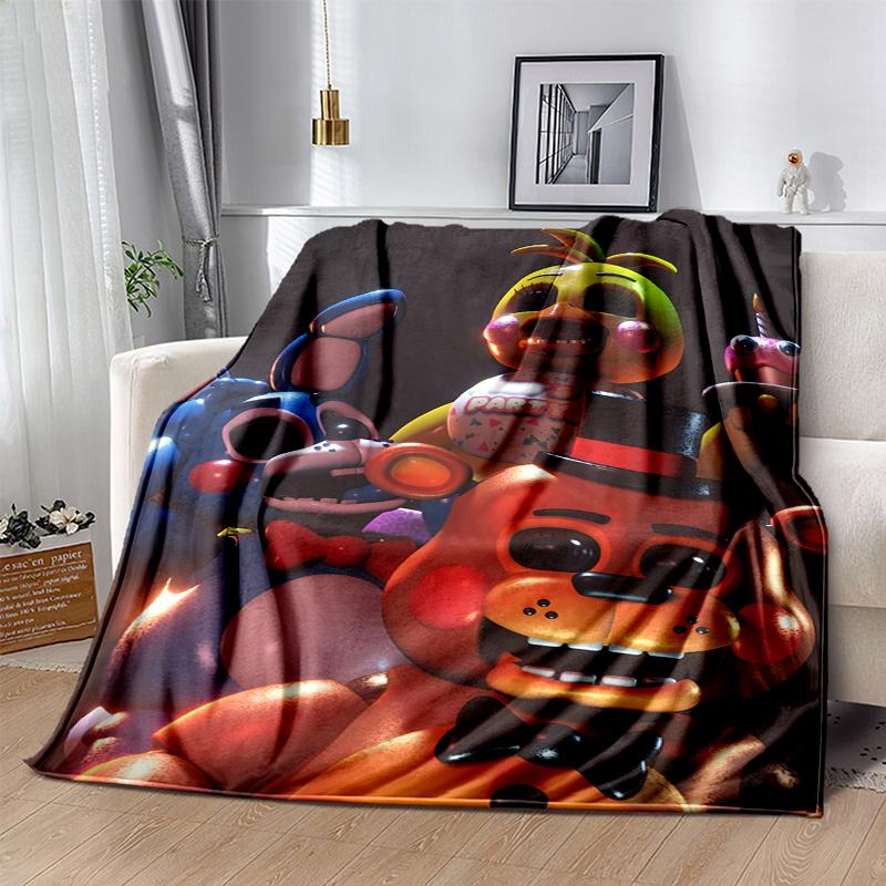 Freddy Bear Flannel Blanket Soft Warm All-Season Throw, Design for Camping, Car Travel, Hiking Sofa, Bed, Office Perfect Gift for Parties