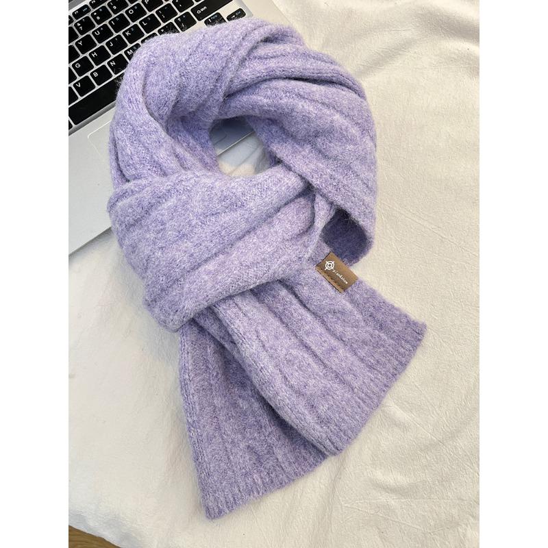 Whitening Avocado Green Twist Scarf for Women Korean Versatile Solid Color Wool Blend Warm Scarf Winter Couple Style