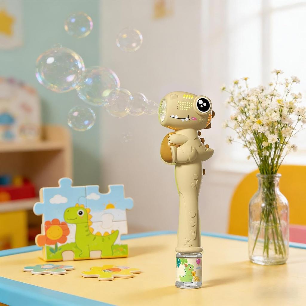 Automatic Dinosaur Bubble Machine 75ml Handheld Bubble Maker Toy for Outdoor Indoor Use with Cartoon Design for Children Party Activities