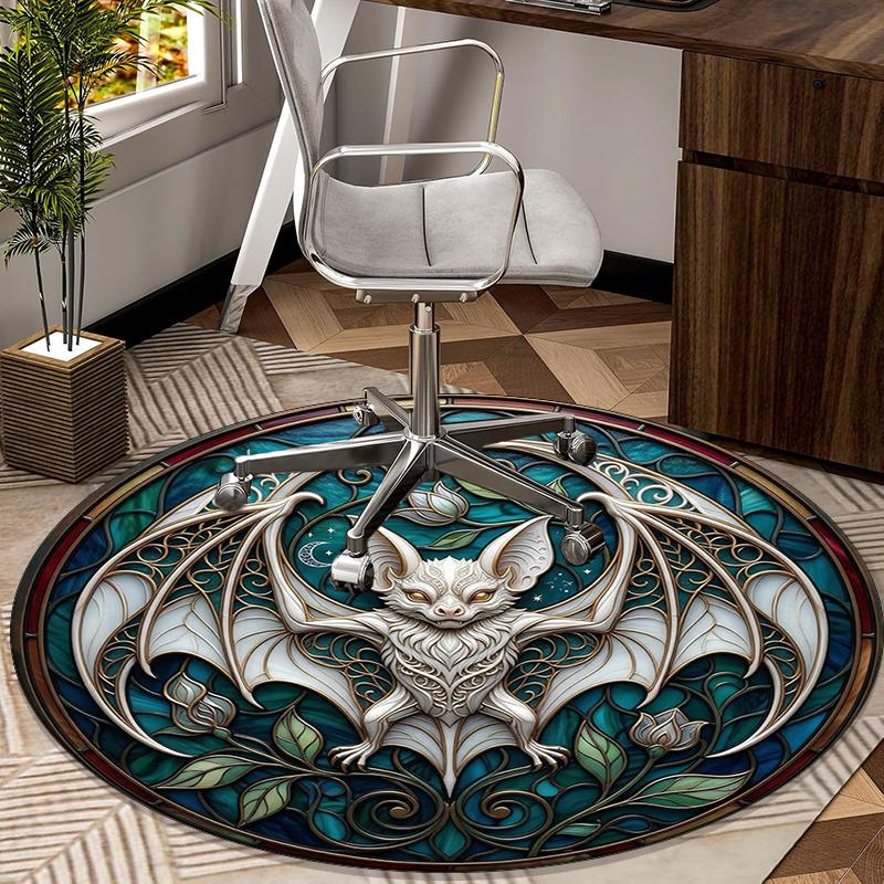 Stained Glass Bat round carpet Chair cushion Round Entryway Rug, Soft Round Rugs for Living Room, Bedroom, Circle Carpet decor gifts