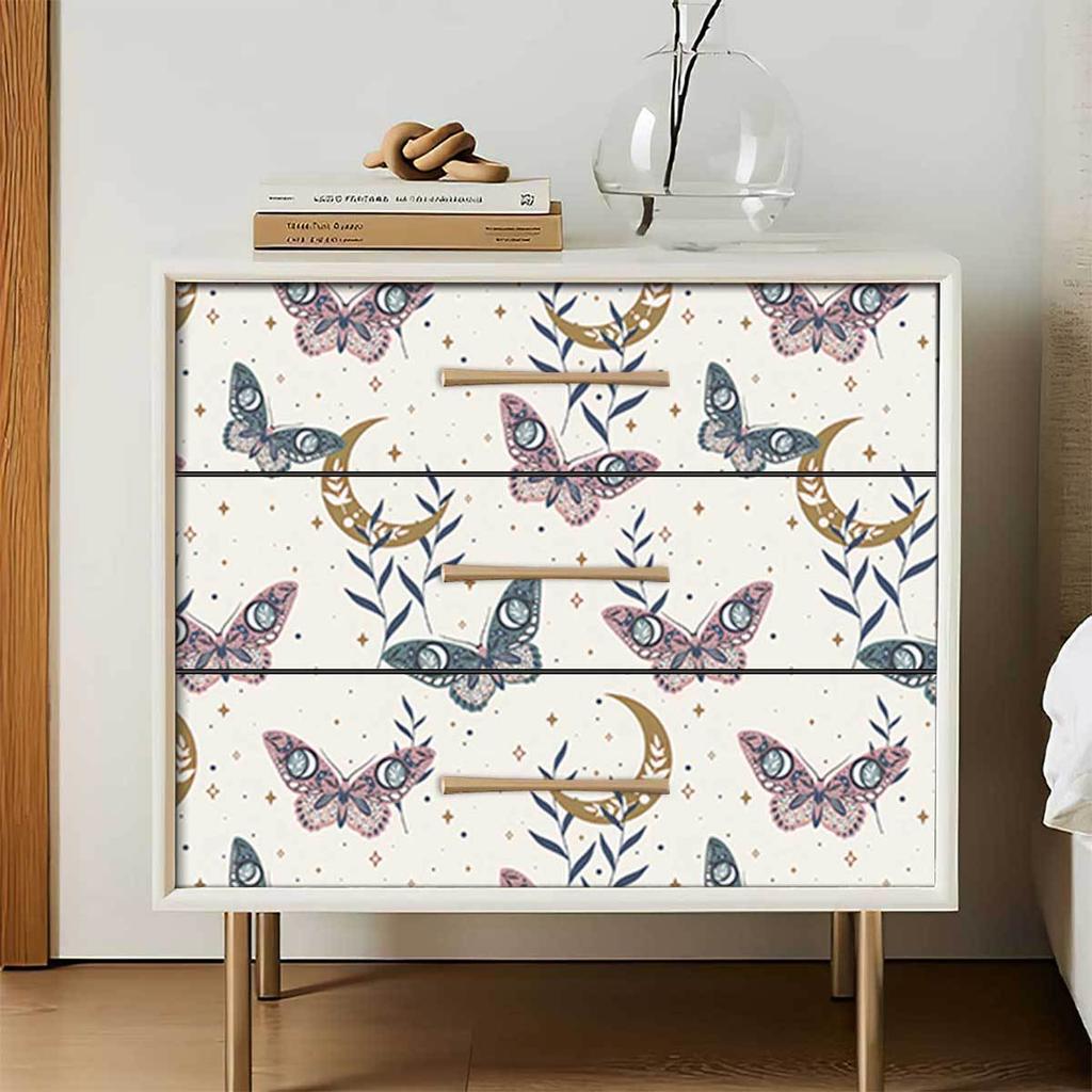 Peel and Stick Wallpaper Butterfly Moon Removable Boho Contact Paper Stick On Kid Bedroom Cabinet Vinly Waterproof Wall Paper