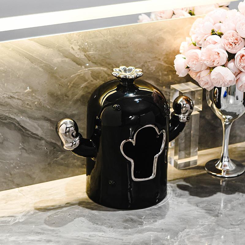 

Кактус Коробка для салфеток Креативная керамическая коробка для салфеток Украшение гостиной Художественное освещение Роскошный домашний обеденный стол Украшения для хранения салфеток