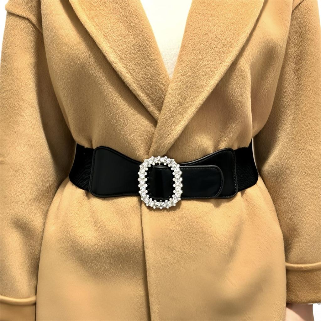 Women Elastic Waist Belt Sequin Glitters Corset Stretchy Band Leopards Belt Elegant Waist Accessory