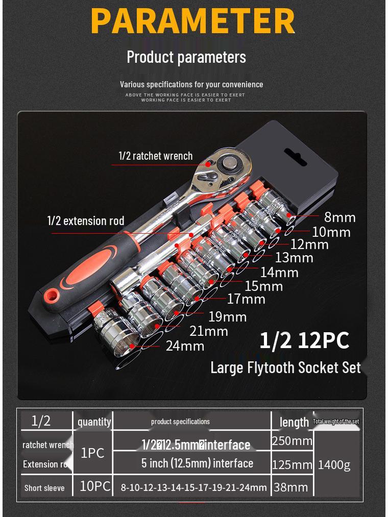 46-Piece Ratchet Wrench & Socket Set: Complete Auto Repair Tool Kit