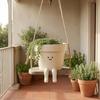 Decorative Swing Face Planter with Jute Ropes and Charming Character Pot for