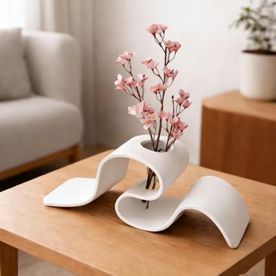 3D Printed Vase Minimalist Modern Tabletop Vase Small Decorative Flower Holder for Dry Flowers Pampas Grass