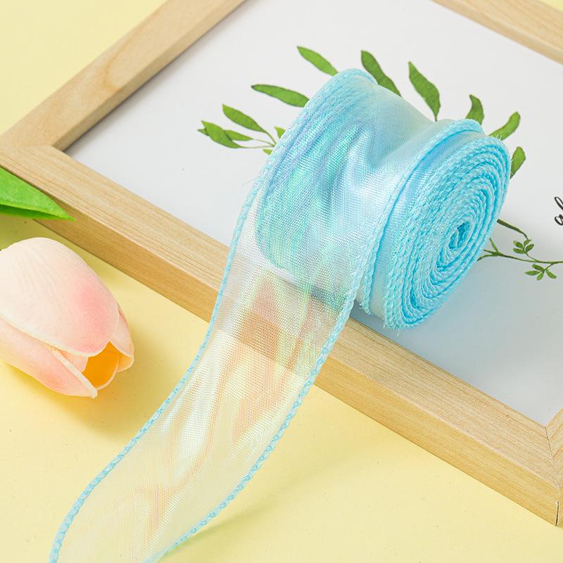 4cm x 10 Yards Iridescent Fishtail Yarn Ribbon, Polyester Lace Tulle for Floral Art & Baking.