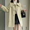 2025 Autumn/Winter Women's Mid-Length Slimming Woolen Coat with Heart Buckle and Peter Pan Collar