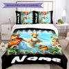 Juego de Ropa de Cama con Nombre Personalizado de Dibujos Animados Ice Age: El Origen de los Dinosaurios, Cierre de Funda Nórdica, Incluye 1 Funda Nórdica y 2 Fundas de Almohada para Todas las Estaciones, Dormitorio