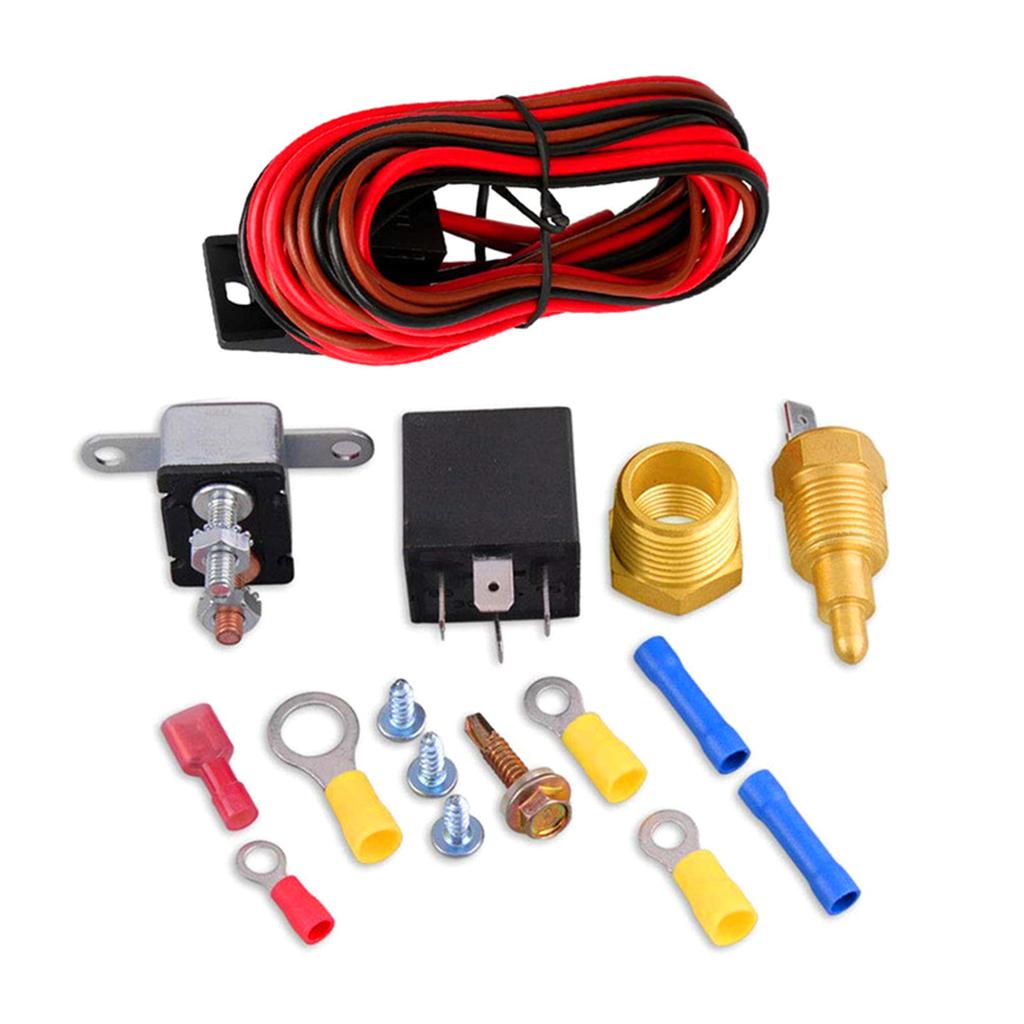 3/8" 175~185 Electric Engine Fan Thermostat DC12V 60A Temperature Relay Switch Sensor Kit for 265 283 305 307 383 Engine