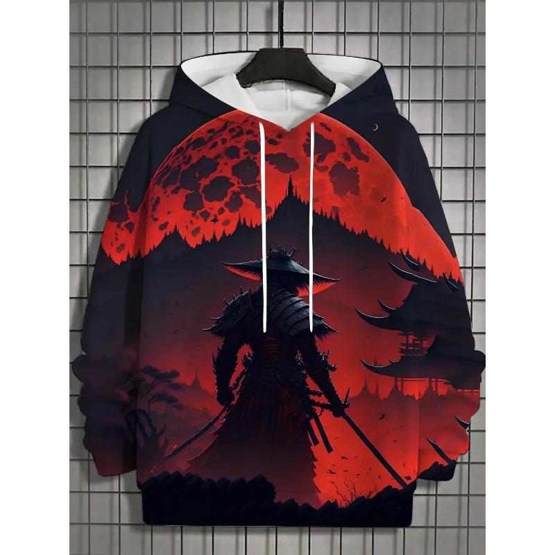 autumn new men's 3D Japanese Samurai print hoodie men's and women's casual fashion men's hoodie street men's tops