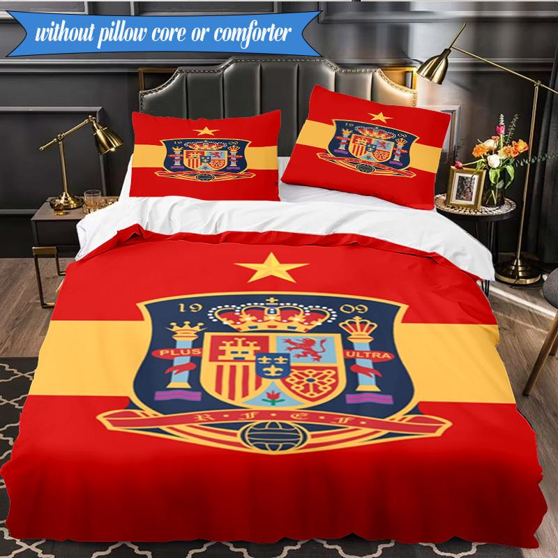 Set Biancheria da Letto 3 Pezzi con Stemma Calcio Spagnolo Gruppo Musicale K-pop, Ideale per Camera da Letto, Dormitorio, Include Copripiumino e 2 Federe, Regali per Fan