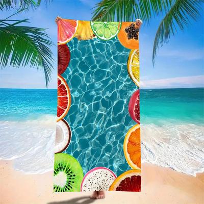 Fruit Splash Beach Towel Super Absorbent Quick Dry Microfiber With Fruit Print Soft Sand-Free Blanket For Picnic & Summer Chill