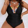 1011 New Conservative Slim Fit European and American Sexy Solid Color One-piece Bikini Plus Size Fat Woman Swimsuit Women
