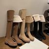 Eversion mocka lammull plattbottnade riddarstövlar 2025 höst och vinter nya förtjockade mångsidiga sammet snö knästövlar dam
