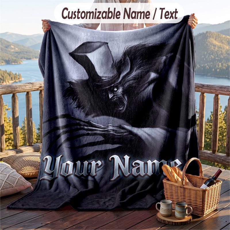 Custom Text Flannel Throw Blanket, Lightweight Cozy Bed Sofa BlanketThe Babadook