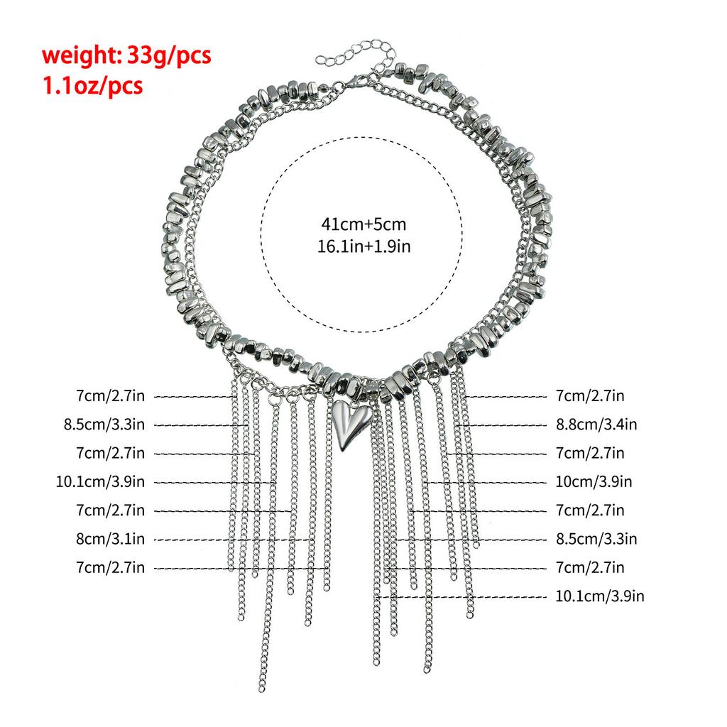 Elegant Teardrop Tassels Heart Pendant Necklace for Women Alloy Materials Comfortable Designs Ideal Gifts for Girlfriend
