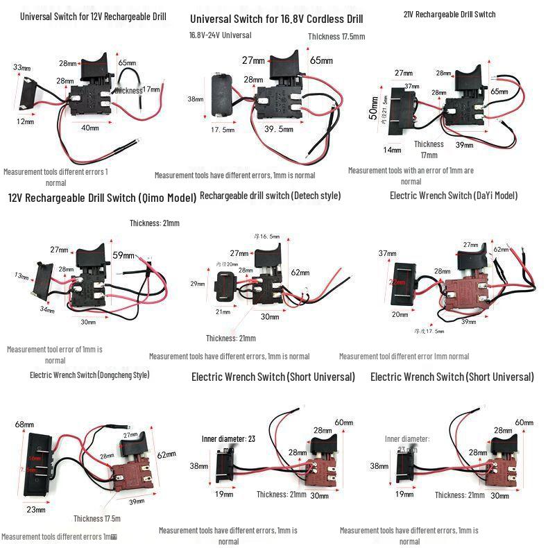 Universal Speed Control Switch for 12V-21V Handheld Electric Drills: Forward/Reverse Function for Charging Drill and Electric Wrench