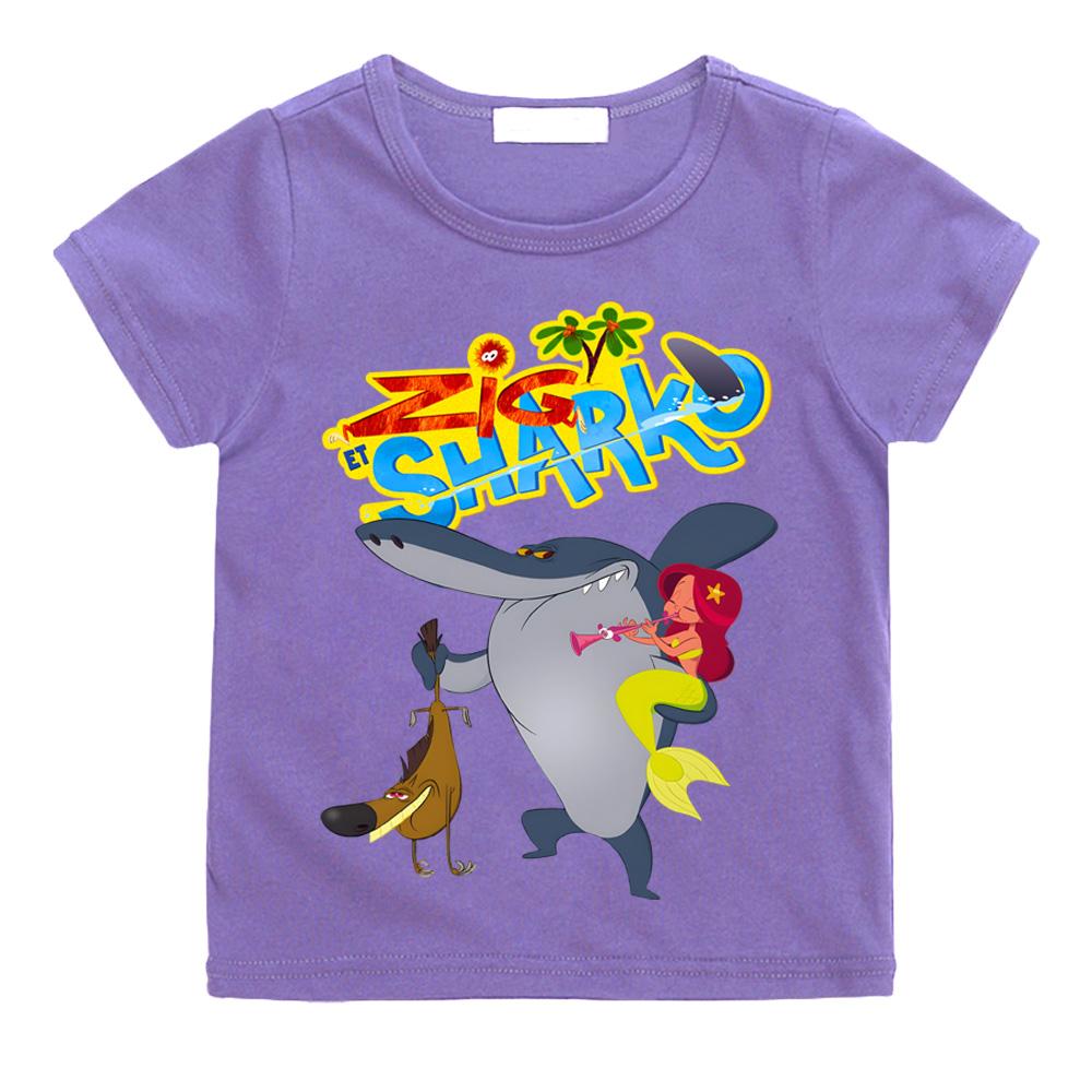 

Зіг і Шарко 2025НОВИЙ Принт Мила Футболка Мультяшна Футболка 100% Бавовна Дитячі Футболки Повсякденний Одяг Футболки Топ Універсальний 140 фіолетовий