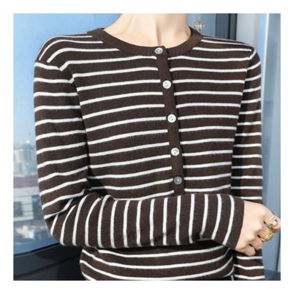 Navava Casual STripe BuTTon Long Sleeve KniT T shirT Nk2275
