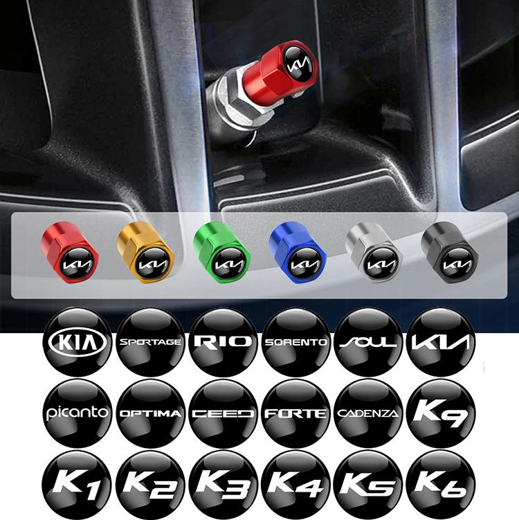 4 ks kovové krytky ventilků pneumatik kol automobilu Příslušenství pro Kia Morning Picanto Rio Stonic Sportage Ceed Optima Ray Sorento