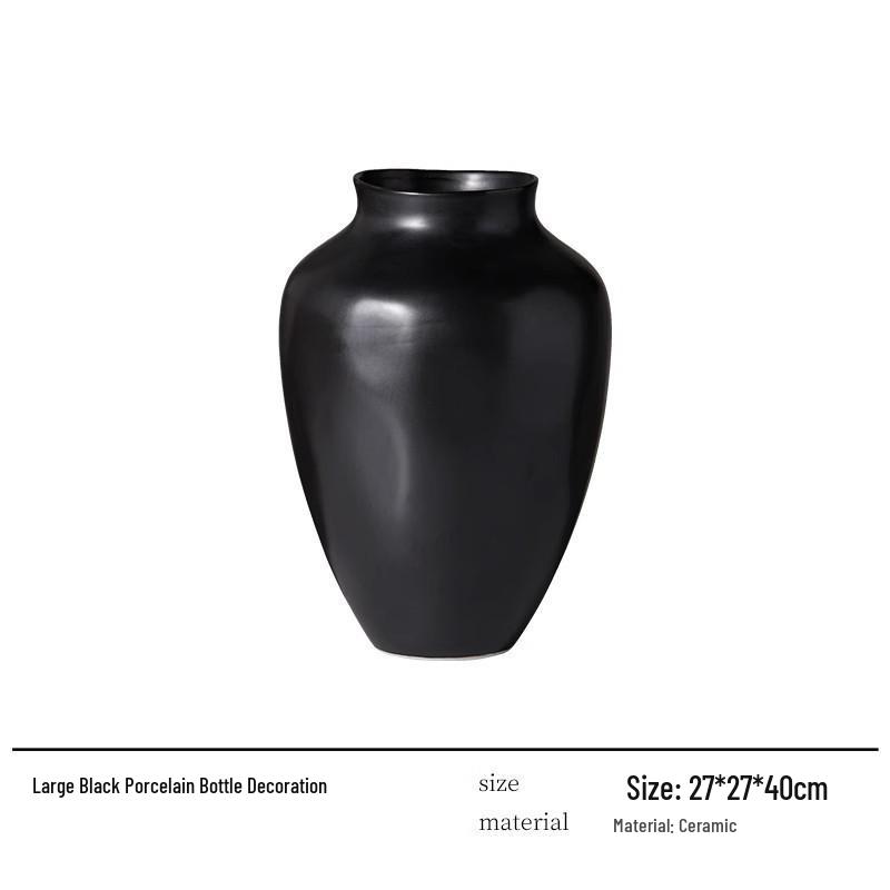 Mid-Century Wabi-Sabi Black & White Ceramic Hydroponic Vase - Matte Finish for Retro Flower Arrangements