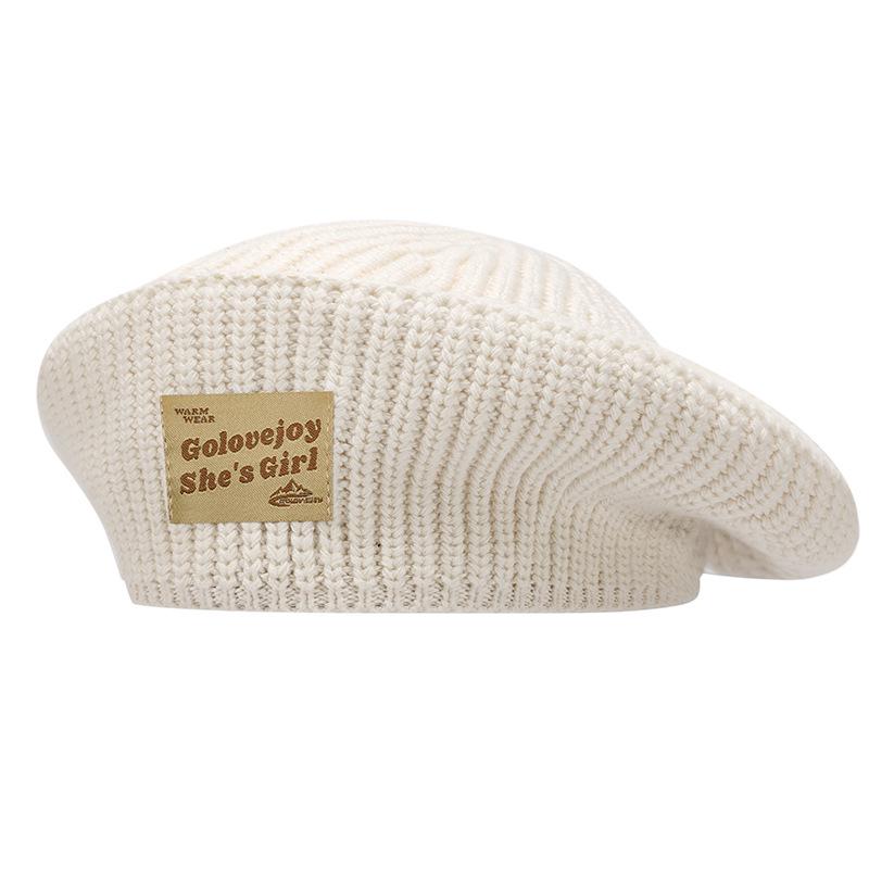 Damen Koreanischer Stil Vielseitige Strick-Baskenmütze - Winddicht, Ohrenschützend, Reine Baumwolle & Wolle