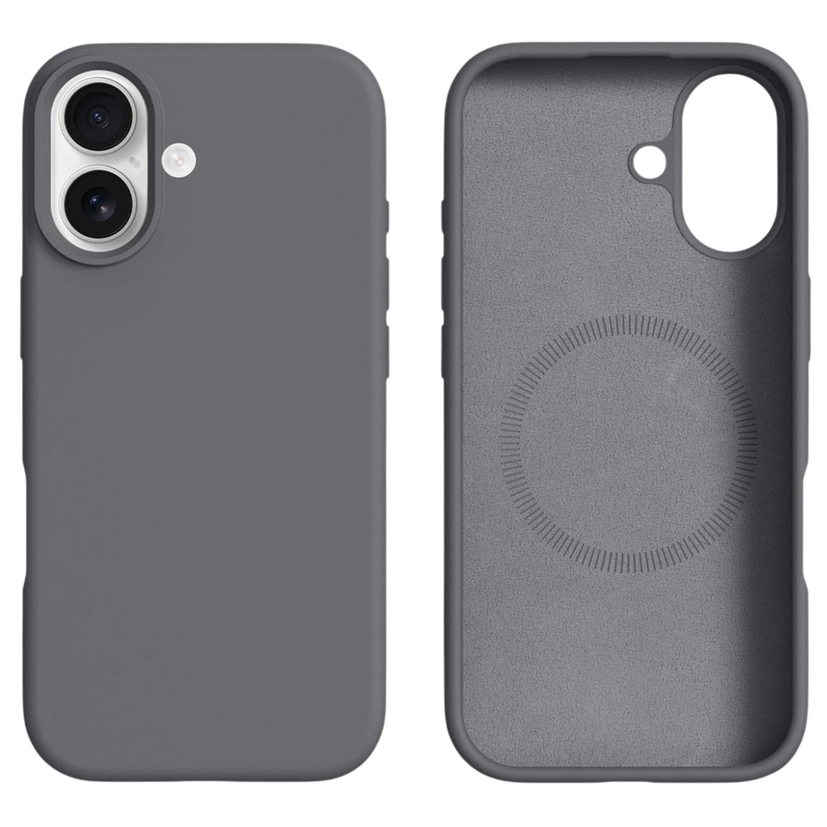 

For iPhone 17 Case Compatible with MagSafe Liquid Silicone+PC Phone Cover Dark Grey