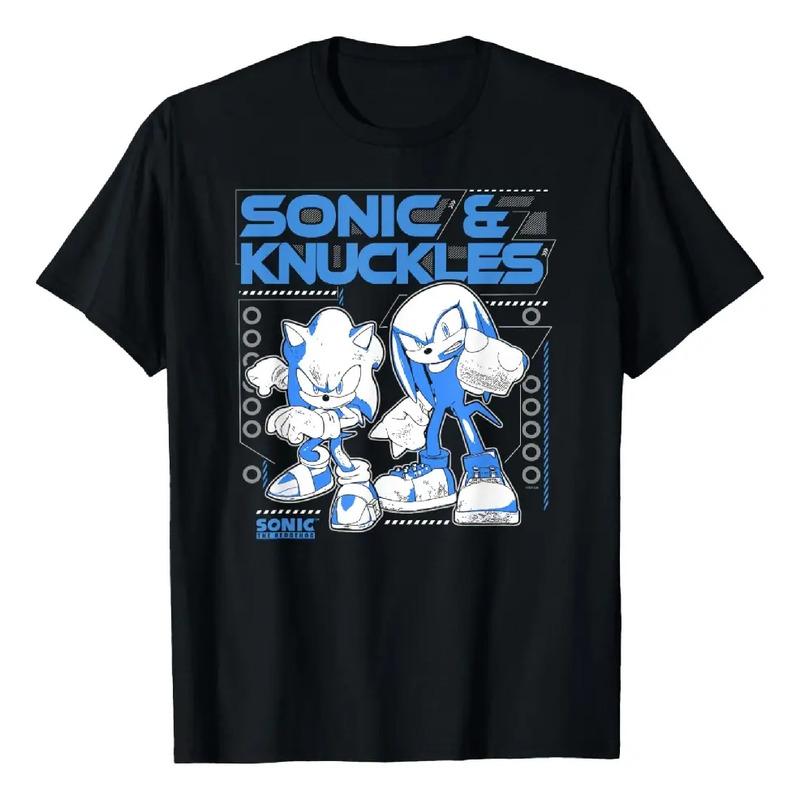 Camiseta Desgastada De Sonic The Hedgehog Sonic & Knuckles T S