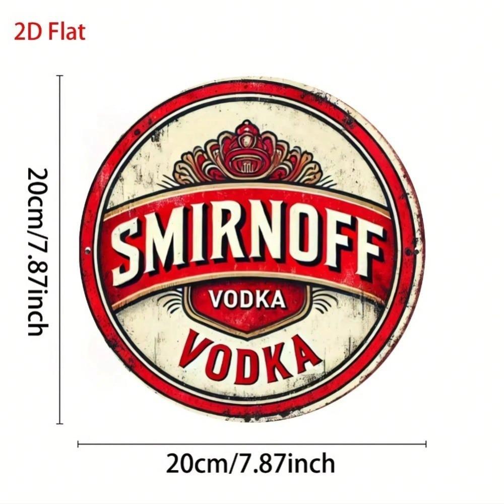 Винтажная металлическая жестяная вывеска Smirnoff Vodka, 8-дюймовая круглая настенная कला для бара, кухни, офиса 20x20