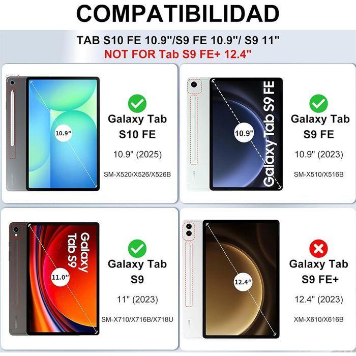 Kryt s klávesnicí - kompatibilní se Samsung Galaxy Tab S9 - PU kůže - klávesnice AZERTY - bezdrátová myš