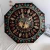 Indian - Style Wolf  Pattern, Automatic Folding Umbrella, Portable and Foldable Design, 8 Ribs, a Christmas or Birthday Gift.