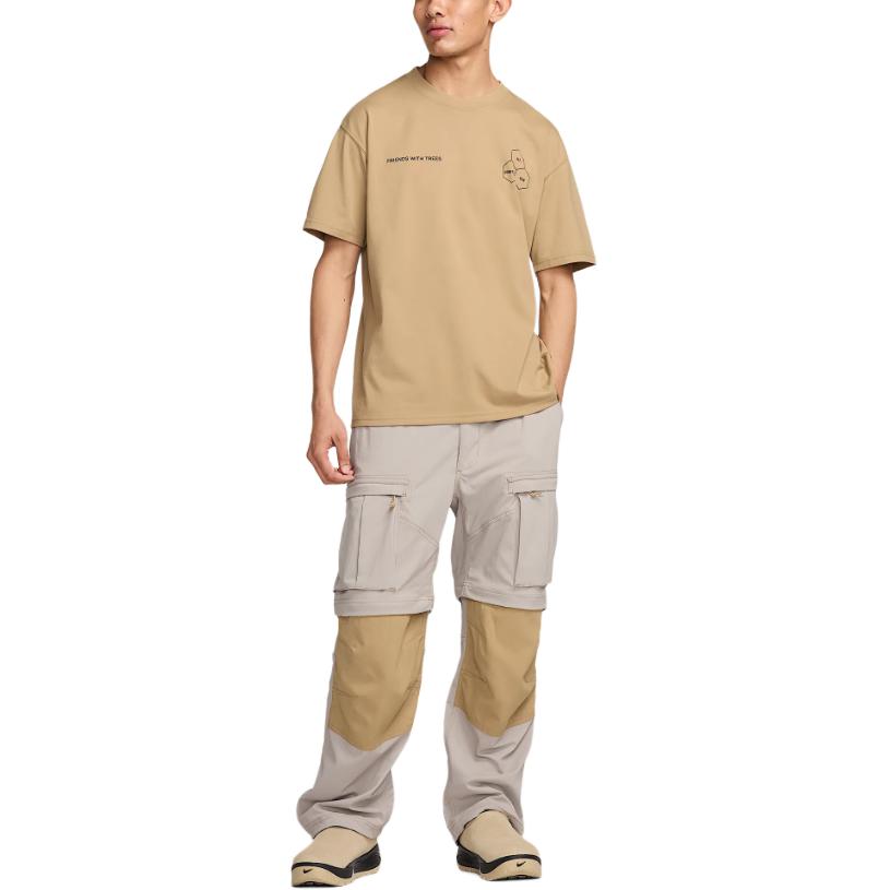 Nike Letter Quick-Dry Loose Short Sleeve T-Shirt Men Tops Beige HJ0797297