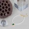 Green cabochon tiny pearl bracelet [Green cabochon micro-pearl bracelet_2 colors]