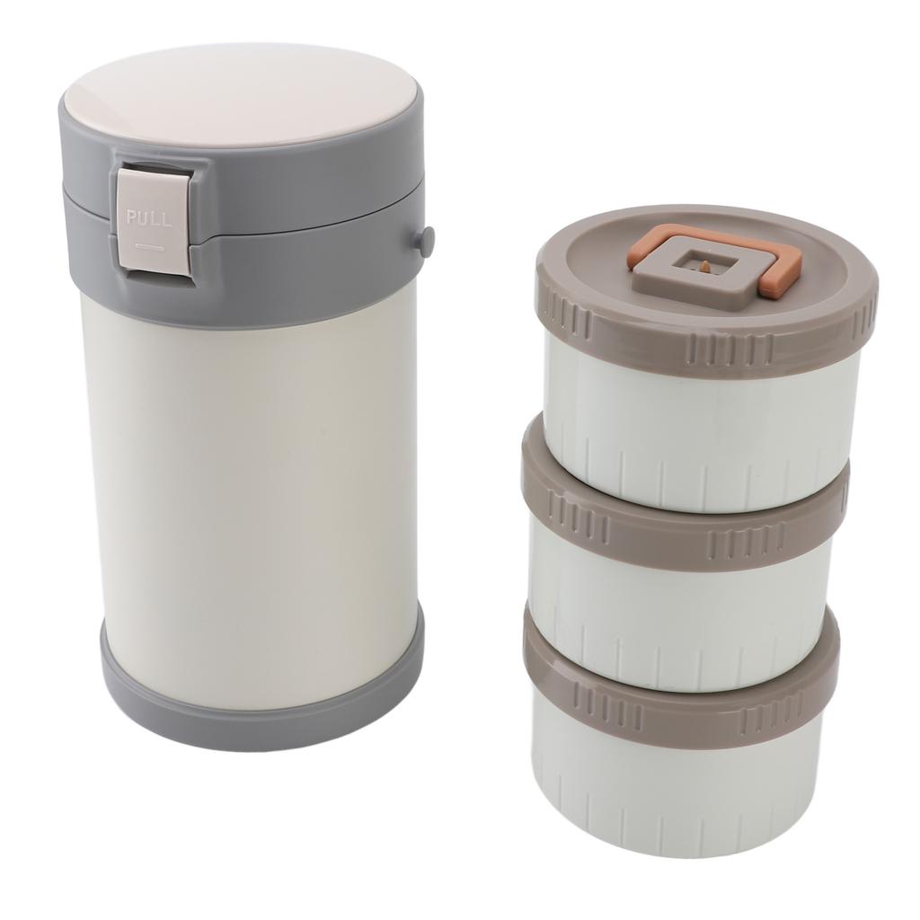 Insulated Food Jar 2.3L 3 Tier Microwave Safe 304 Stainless Steel Thermal Lunch Box with Shoulder Strap for School