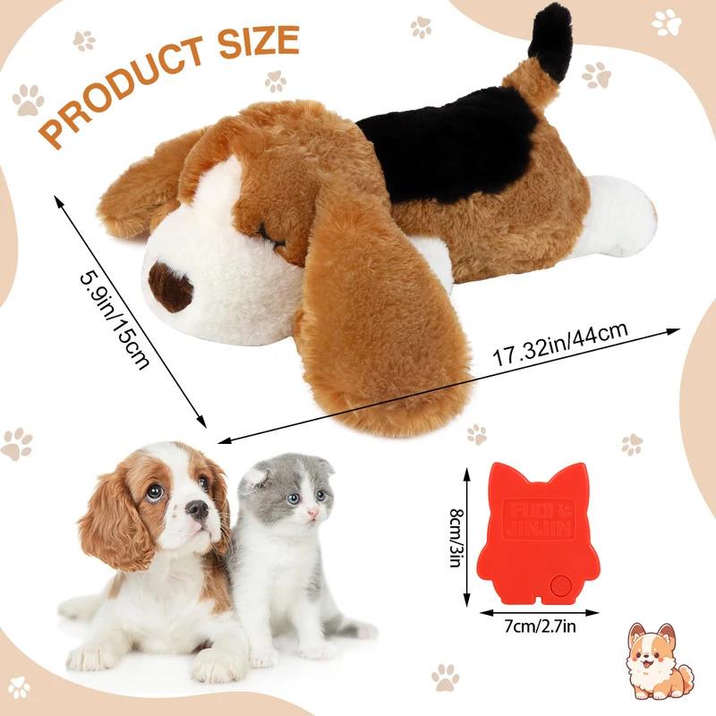 Puppy Heartbeat Toy with Realistic Heartbeat Sound and Heat Pack Comforting Sleep Aid for Newborn Puppies Anxiety Relief