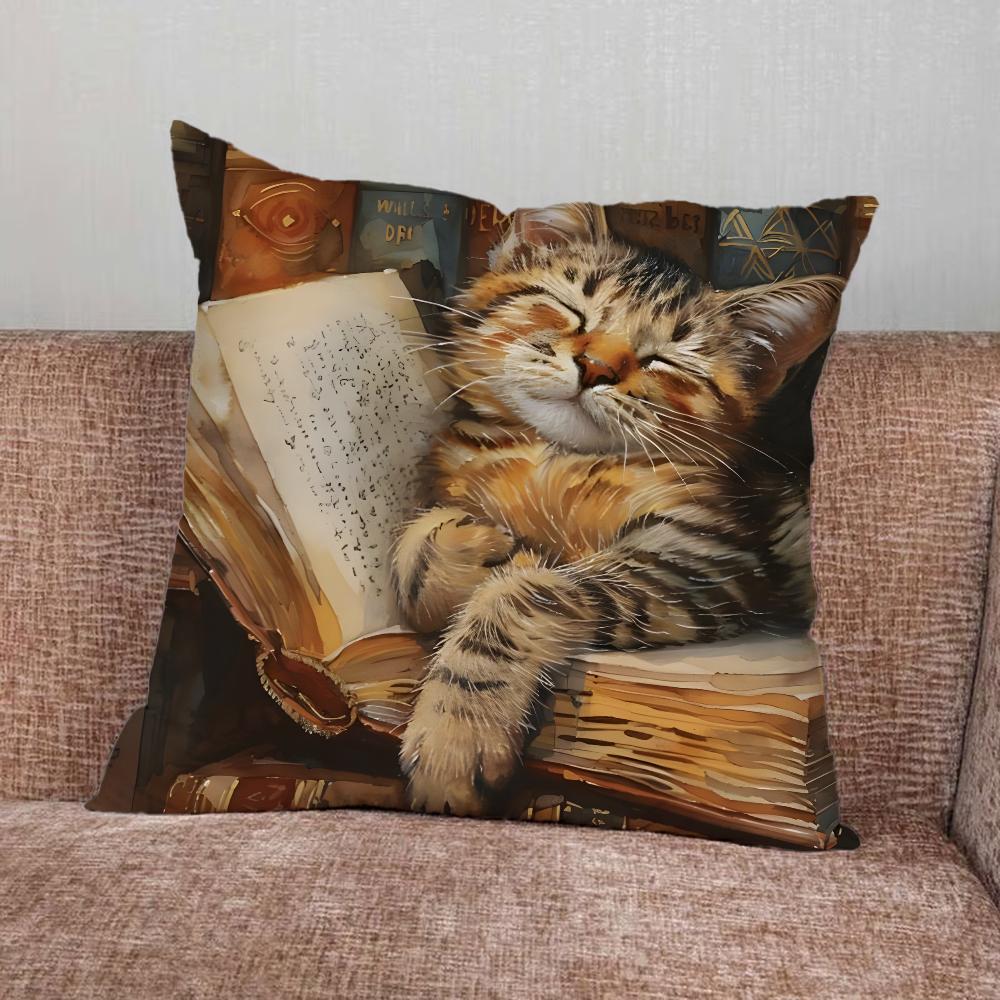 Book Creative Naughty Cat Pillow Case For Home Bedroom Car Office Decoration Living Room Sofa Cushion Cover Suitable