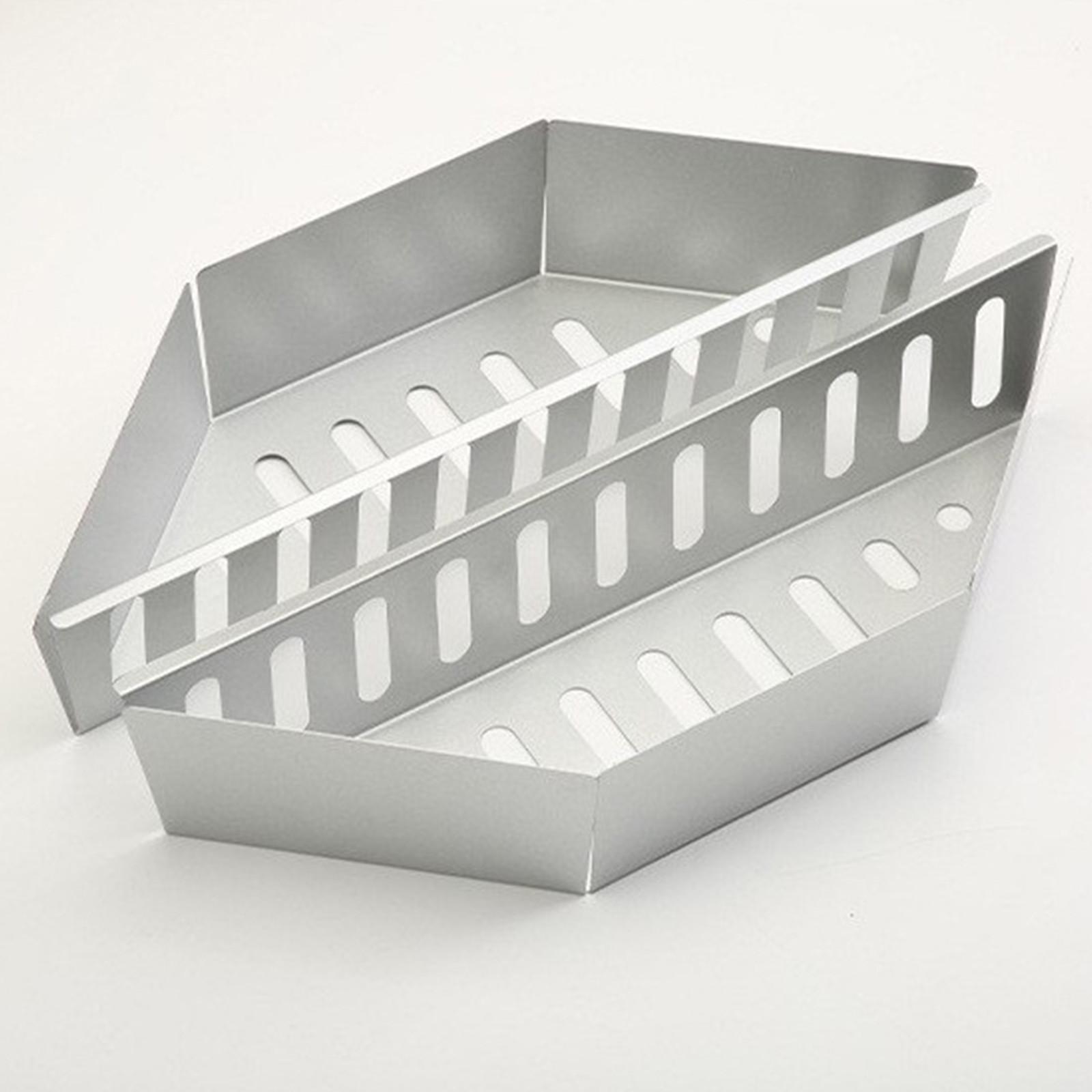 Metal Wall Mounted Storage Basket Rectangular Organizer Holder with Slotted Design for Home Office Kitchen Use One Size