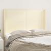 Tête de lit - MAISON EXCLUSIVE - Avec oreilles - Similicuir crème - 147 x 16 x 118/128 cm - Hauteur réglable