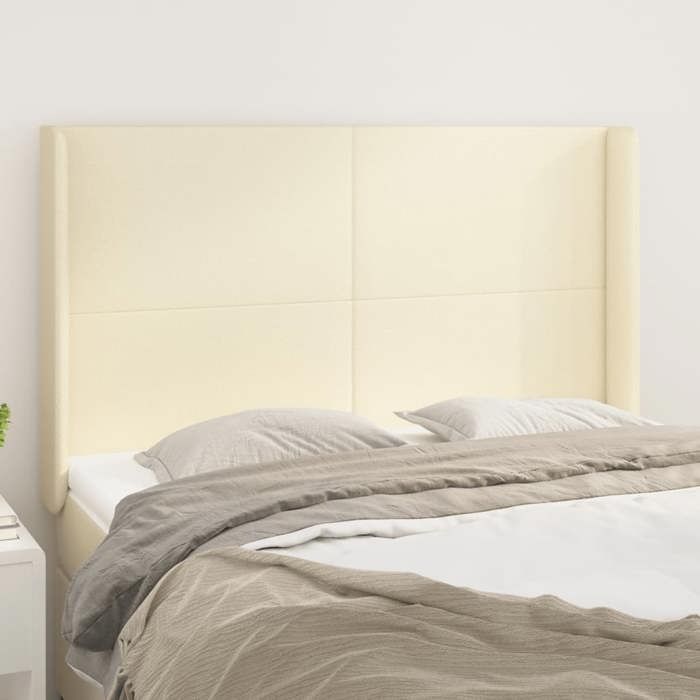 Tête de lit - MAISON EXCLUSIVE - Avec oreilles - Similicuir crème - 147 x 16 x 118/128 cm - Hauteur réglable