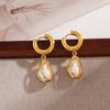 Ying Tai 18K Gold Titanium & Stainless Steel Pearl Stud Earrings for Women - Highly Polished, Non-fading European American Style