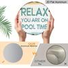 2D Flat, 1pc Round Aluminum Hanging Sign, "Take It Easy, Pool Time" Rustic Teal and White Print, Easy-to-hang Decor, Rustic Summer Leisure Craft