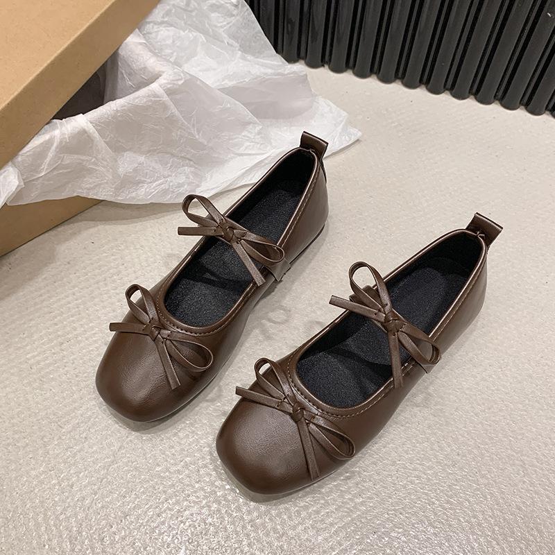 Summer and autumn new fairy style bow square head Mary Jane shoes with skirt temperament ballet shoes 2025 women's shoes