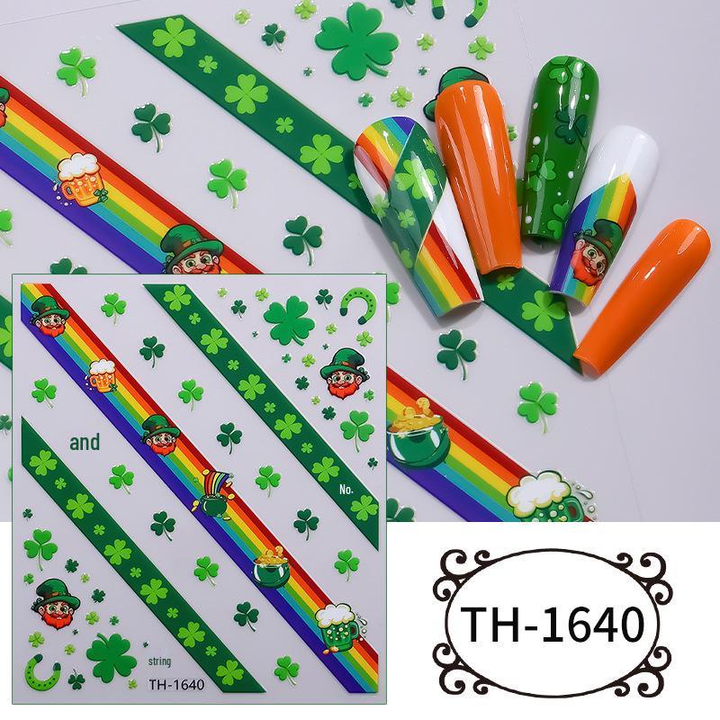Zhengxiang St. Patrick s Day Clover Nail Art Stickers - DIY Adhesive INS Style