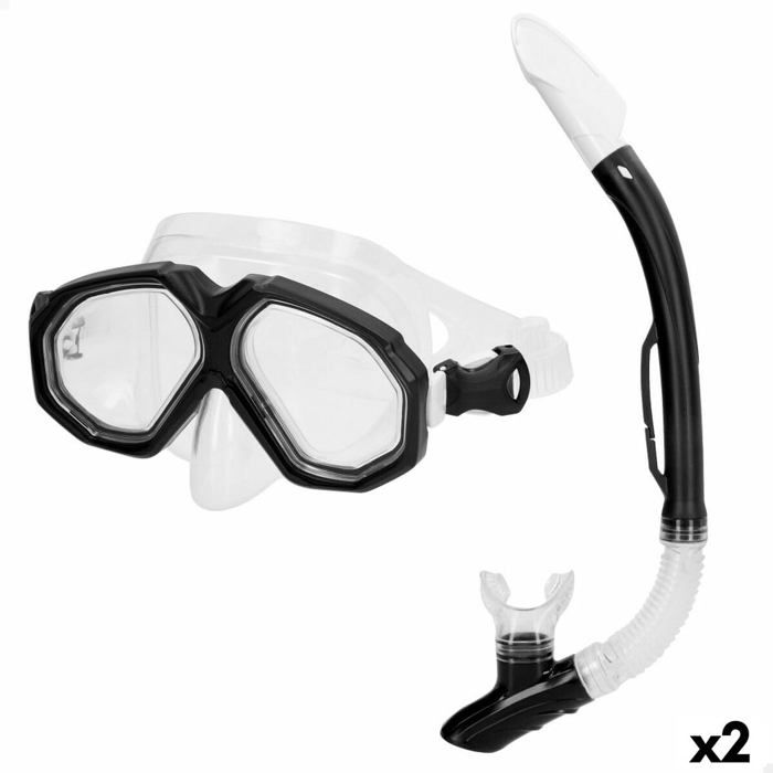 Lunettes de plongée avec tube - AquaSport - Noir - Adultes - 2 unités - Multicolore - 14,5x61x23 cm - Taille unique