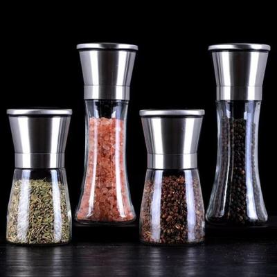 Yousheng 1/2Pcs Pepper Grinder Visible Transparent Glass Ceramic Core Manual Grinder Sea Salt Powder Grinder Seasoning Bottle Jar
