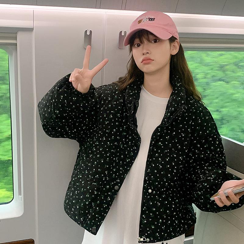 

Down cotton clothes women s loose thickened short bread cotton clothes small jacket jacket S чёрный