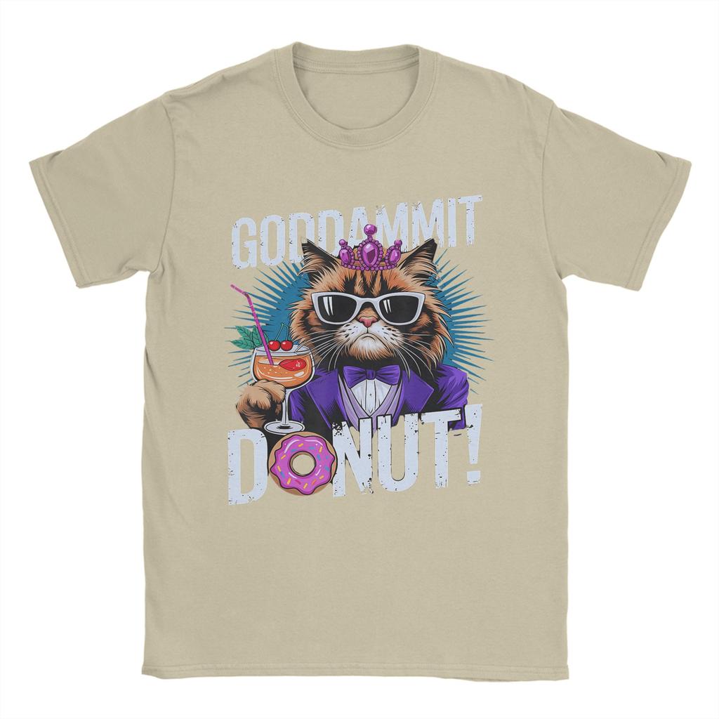 Funny Goddammit Donut Princess Cat Glasses Retro Mens T Shirts  Casual Tee Shirt Short Sleeve Round Collar TShirt  Cotton