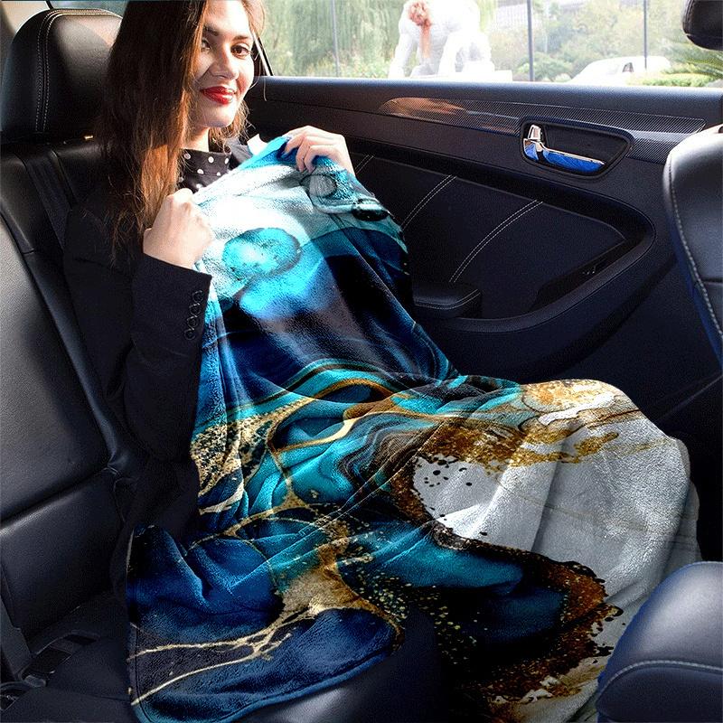 1pc Marble Pattern Lightweight Flannel Blanket, Comfortable and Warm Blanket, for Camping Sofa Bed and Couch Office, Gift